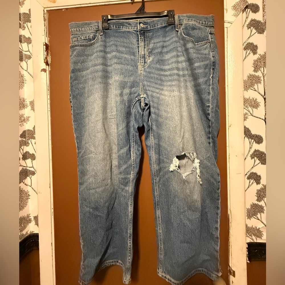 Old Navy Blue Mid-Rise Boyfriend Loose Jeans